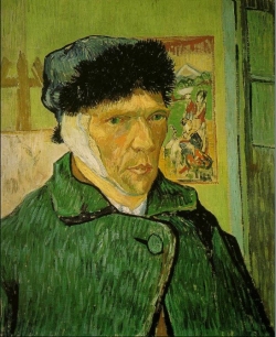 Slavný van Goghův autoportrét s useknutým uchem z roku 1889.