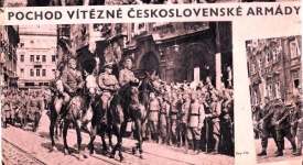 Snímek z časopisu Svět v obrazech ukazuje armádu v pražských ulicích.