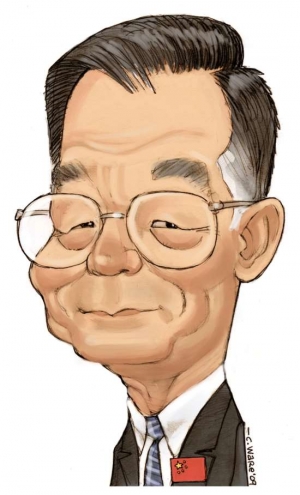 Karikatura čínského premiéra Wen Ťia-paa.