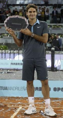 Roger Federer po triumfu v Madridu.