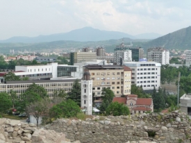 Nová zástavba ve Skopje.
