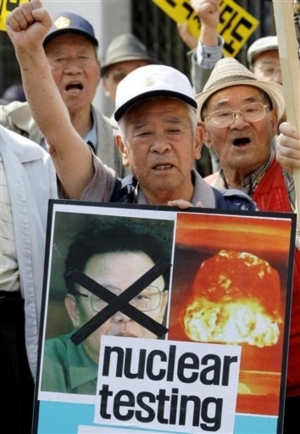 Protesty proti jaderným testům v Jižní Koreji.