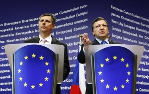 Český premiér s předsedou Komise Barrosem.
