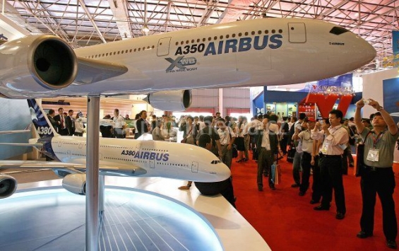 Airbusy se představují na veletrhu v Číně (ilustrační obrázek).