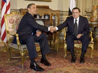 Obama s egyptským prezidentem Mubarakem.