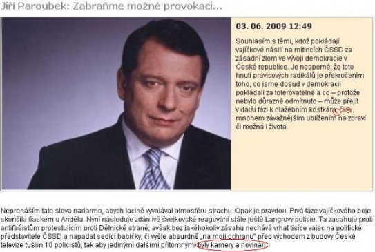 Web ČSSD, 3. června, 12.49: První část Paroubkova textu.