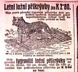 Reklama na přikrývky s tygrem.