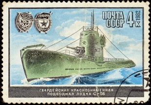 Poštovní známka s ponorkou třídy S.