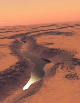 Takto mohlo jezero vypadat před 3,4 miliardy let.