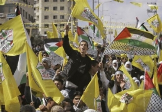 Demonstrace na podporu vládního hnutí Fatah na západním břehu.