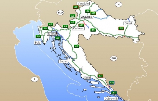Mapa Chorvatska.