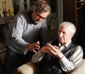 Jan Hřebejk a Ladislav Chudík při natáčení filmu.