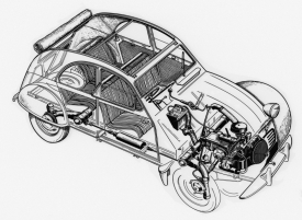 Sedačky v lidovém Citroënu byly maximálně jednoduché. Vlastně šlo jen o rám potažený textilií.