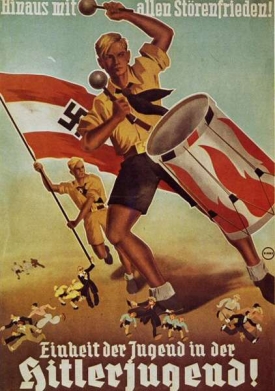Krev a čest. Heslo Hitlerových mládežníků (plakát z roku 1935).