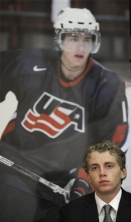 Patrick Kane na olympijském kempu americké hokejové reprezentace.
