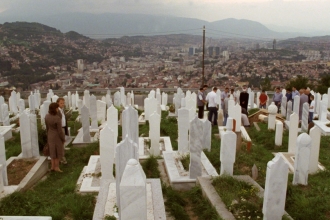 Muslimské hroby nad Sarajevem.