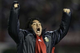 Přešťastný trenér fotbalistů Argentiny Diego Maradona.