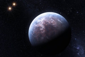 Umělecká představa jedné z nově objevených planet u trojhvězdy.