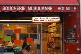 Muslimské řeznictví v Paříži.