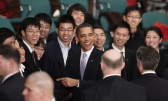 Obamu viděli jen pečlivě vybraní studenti, hlavně členové strany.