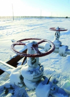 Plynové pole v Rusku.