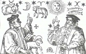 Dva astrologové - středověká kresba.