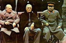 Churchill, Roosevelt a Stalin v Jaltě.