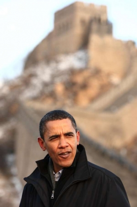 Obama na Velké čínské zdi.