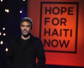 George Clooney při svém emotivním projevu.