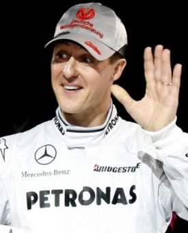 Michael Schumacher na představení Mercedesu ve Stuttgartu.