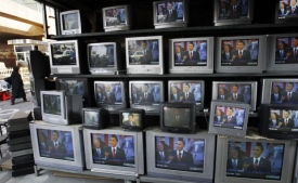 Projev Obamy vysílali i v televizích v jihokorejském Soulu.