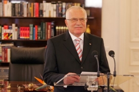 Prezident Václav Klaus při novoročním projevu.