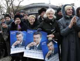 Janukovyčovi fanoušci v Zaporožje.