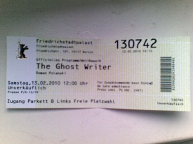 Lístek na film The Ghost Writer s Piercem Brosnanem.