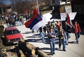 Demonstrace Srbů vEe Štrpce.