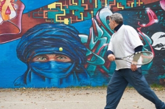 Muslim trénuje u zdi v Amsterdamu.