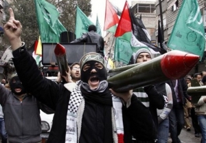 Demonstrace syrských Palestinců proti Izraeli.