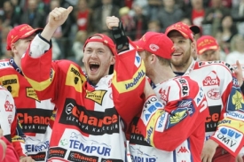 Radost hokejistů Slavie.