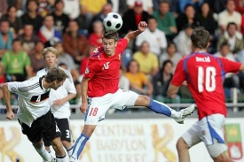 Momentka ze semifinále mistrovství Evropy do 19 let Česko - Německo.