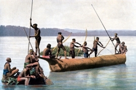 Tradiční rybolov, ilustrace z roku 1890.