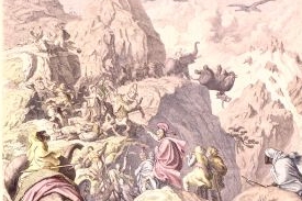 Hannibal překračuje Alpy; ilustrační představa