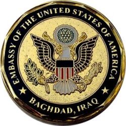 Znak americké ambasády v Iráku