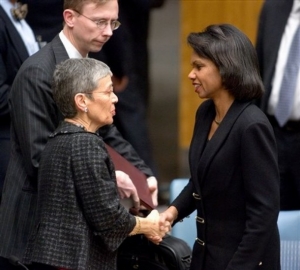 Americká ministryně zahraničí Riceová s vyslankyní Izraele při OSN.