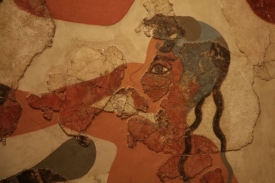 Rekonstruovaná mozaika z řeckého ostrova Santorini, stará 3500 let.