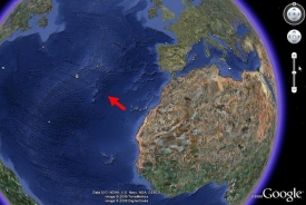 Falešná Atlantida leží asi 800 km severozápadně od Kanárských ostrovů.