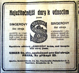 Vánoce 1908: Singerovy šicí stroje.