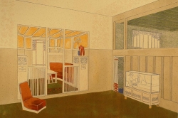 Návrh interiéru vily od moravského rodáka Leopolda Bauera.