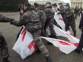 Potlačení opoziční demonstrace v Minsku. Prosinec 2007