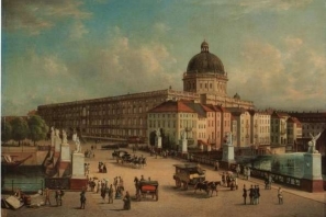 Městský zámek v Berlíně v plné kráse na malbě z 19. soletí.