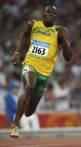 Usain Bolt při rekordním běhu na 200 m.